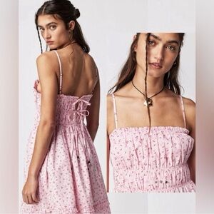 Free People Gabby Light Pink Floral Mini Dress